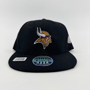NFL Minnesota Vikings Snapback Hat Flat Brim Embroidered Logo OSFM Black